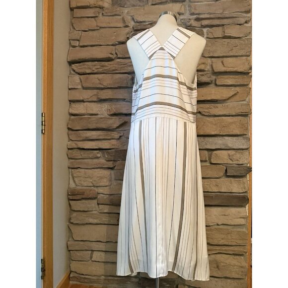 New Sz 14 Silk Nordstrom Collection Sleeveless Striped Dress Sharkbite 8458 - Picture 4 of 8